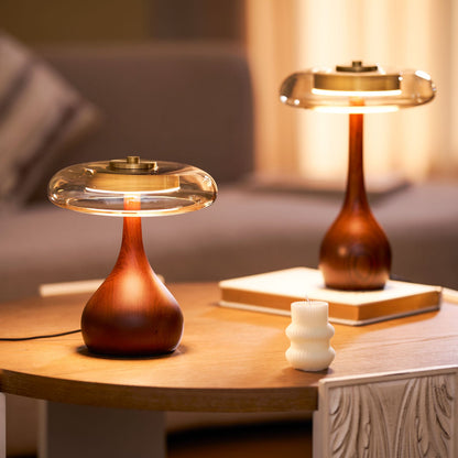 Lampe à poser en noyer style mi-siècle moderne Quilven