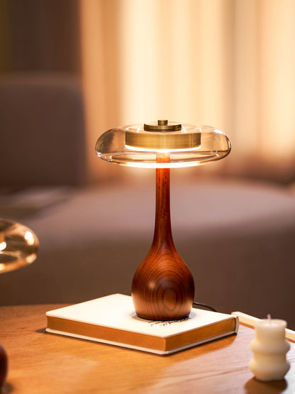 Lampe à poser en noyer style mi-siècle moderne Quilven
