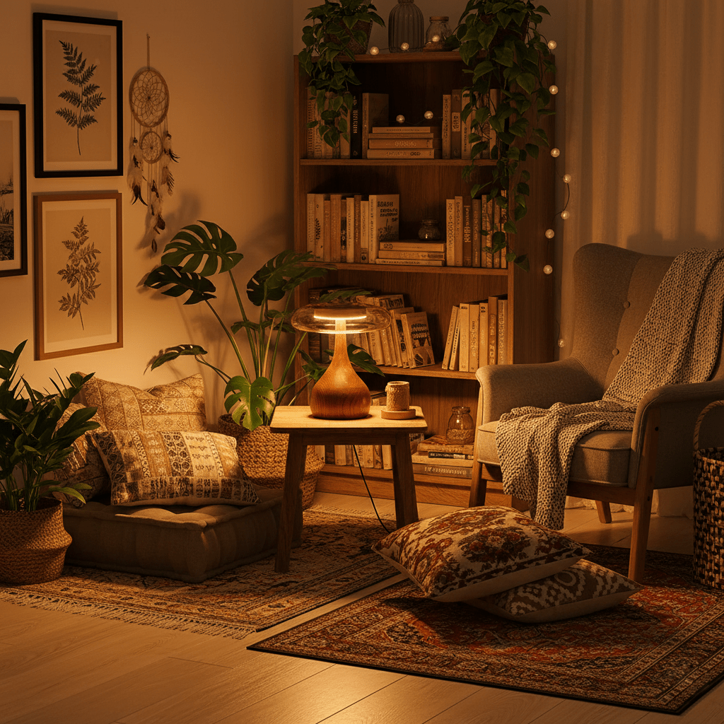 Lampe à poser en noyer style mi-siècle moderne Quilven