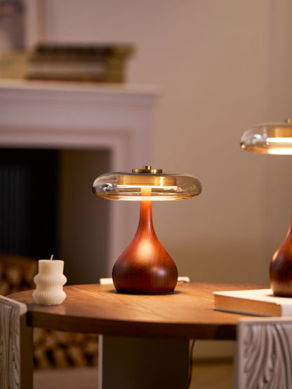 Lampe à poser en noyer style mi-siècle moderne Quilven