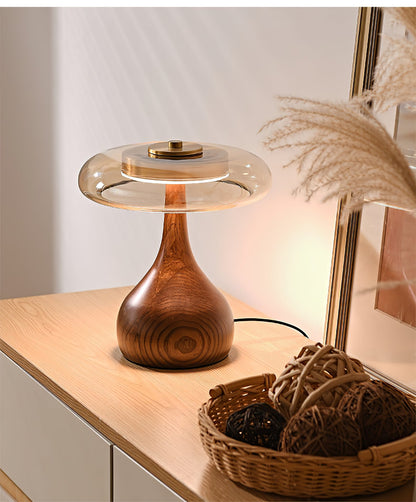 Lampe à poser en noyer style mi-siècle moderne Quilven