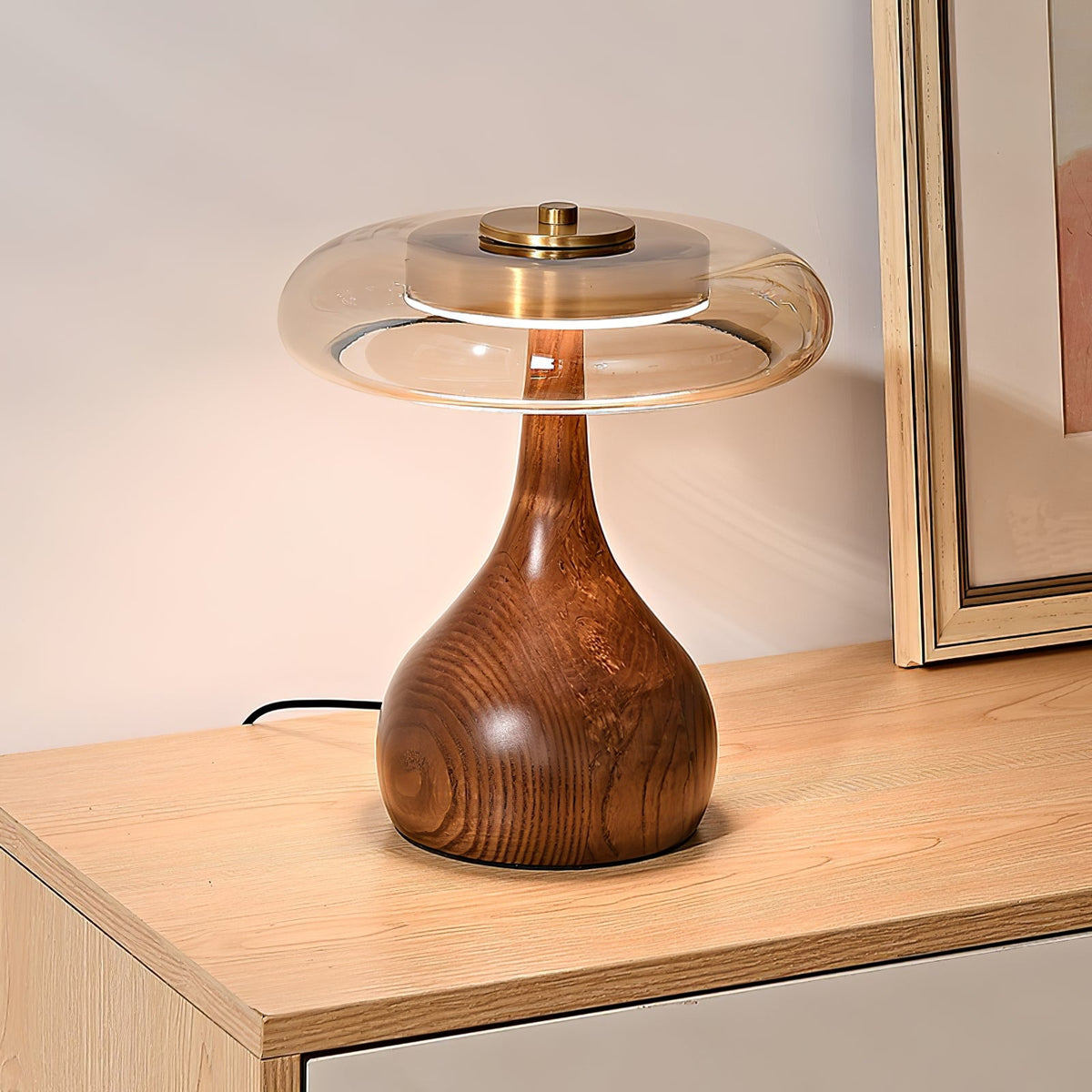 Lampe à poser en noyer style mi-siècle moderne Quilven