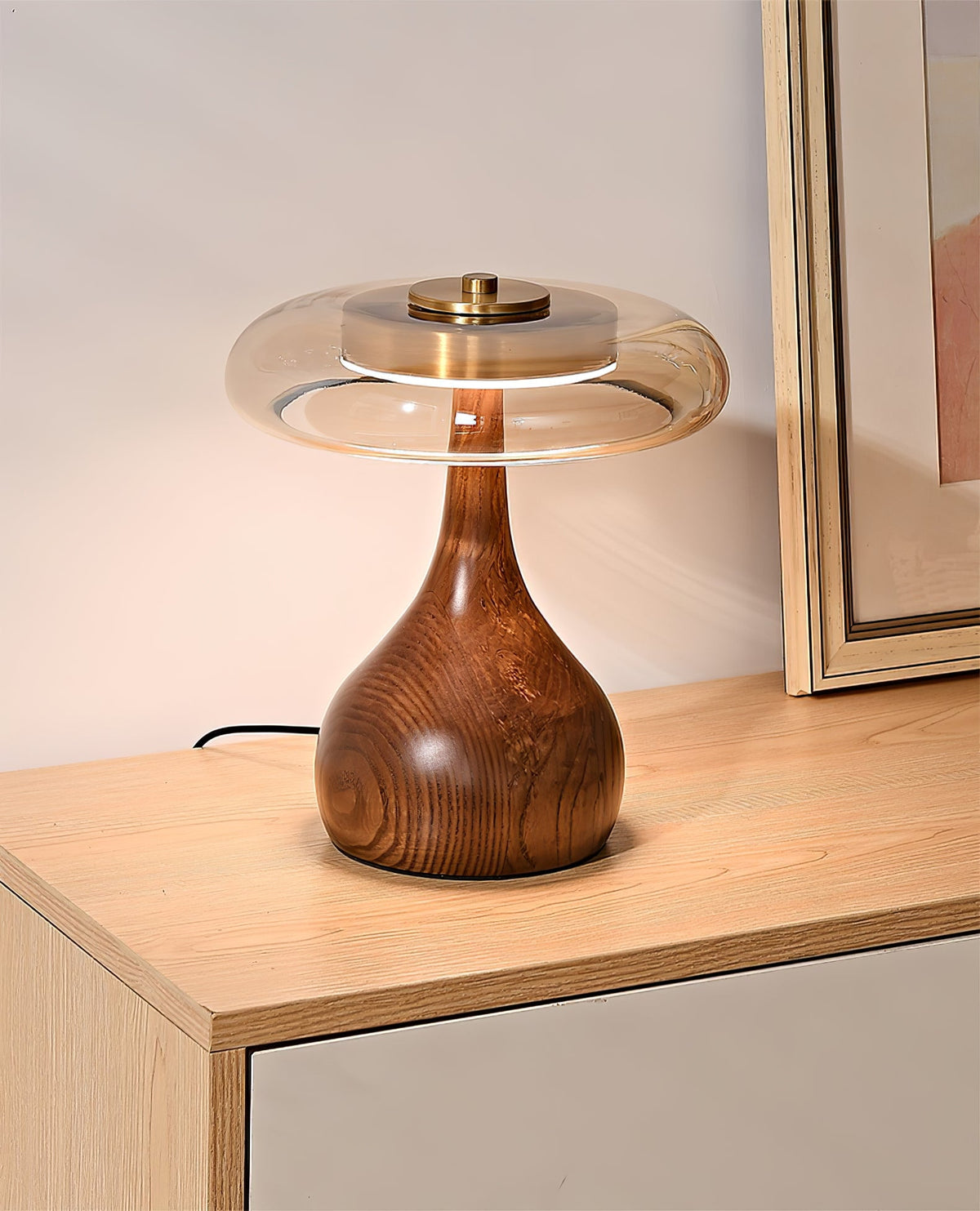 Lampe à poser en noyer style mi-siècle moderne Quilven