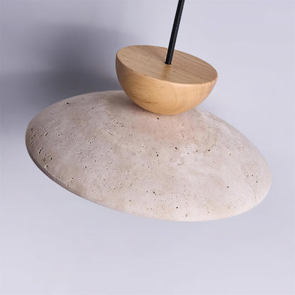 Suspension moderne en verre et travertin