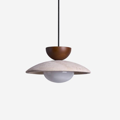 Suspension moderne en verre et travertin