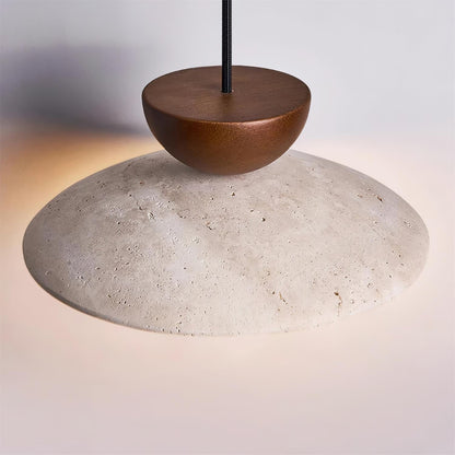 Suspension moderne en verre et travertin