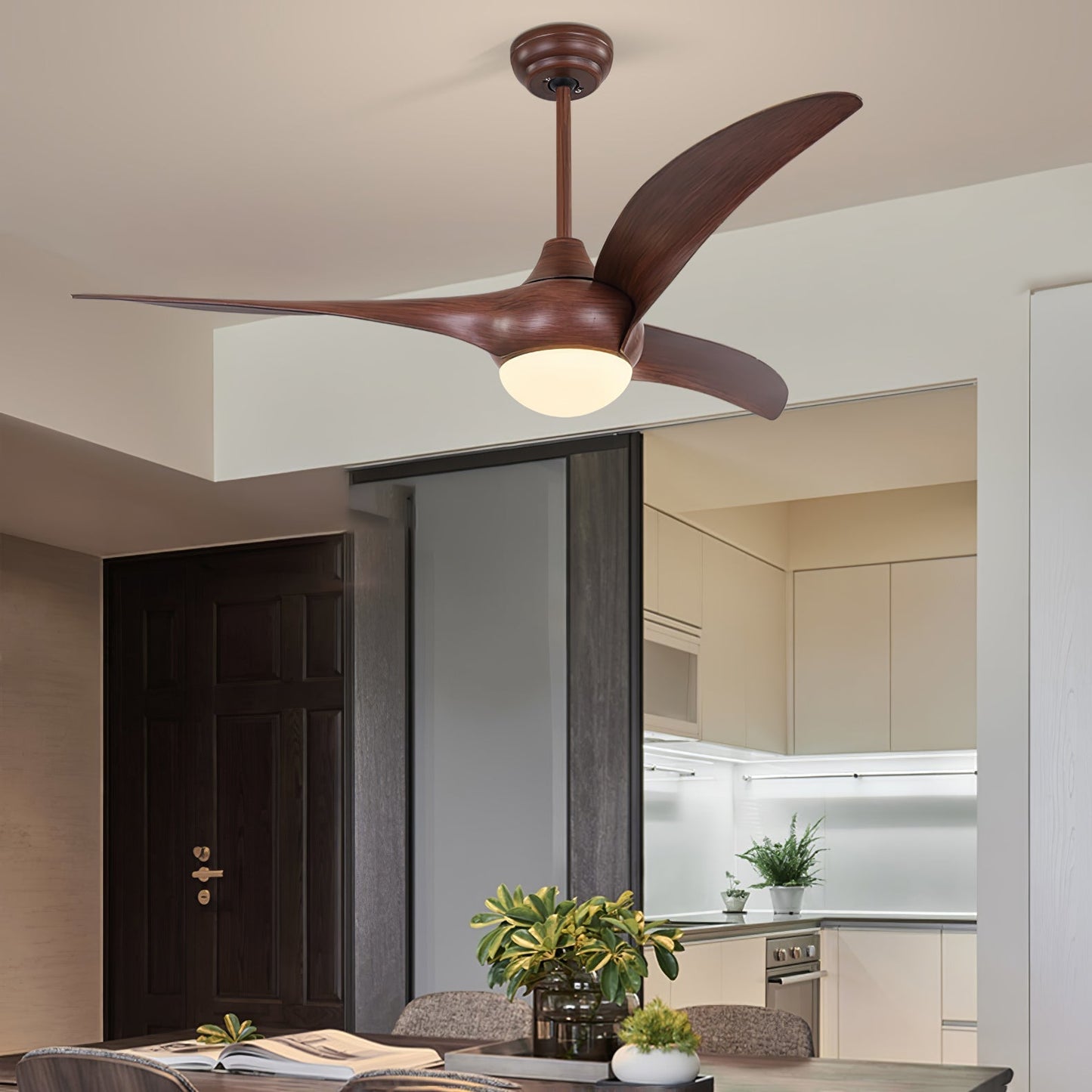 Ventilateur de plafond traditionnel avec lumière LED