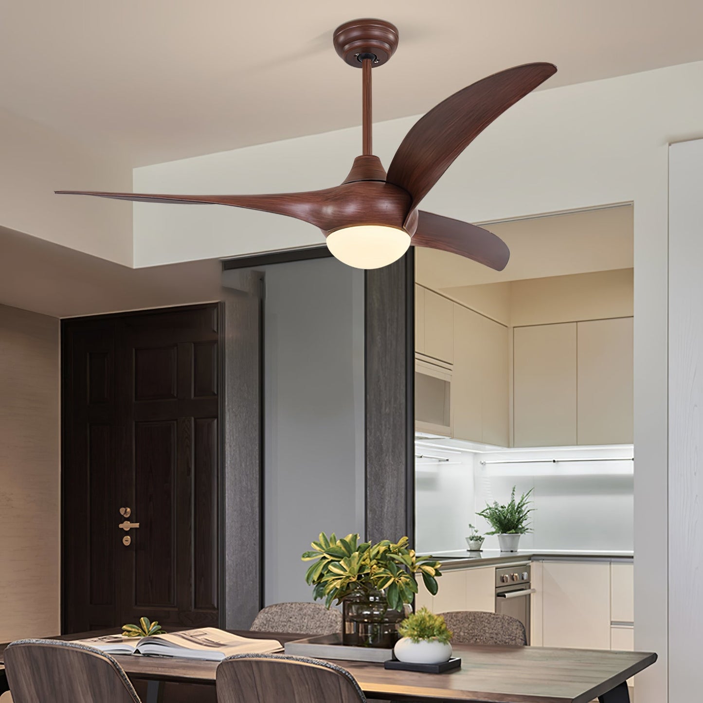 Ventilateur de plafond traditionnel avec lumière LED