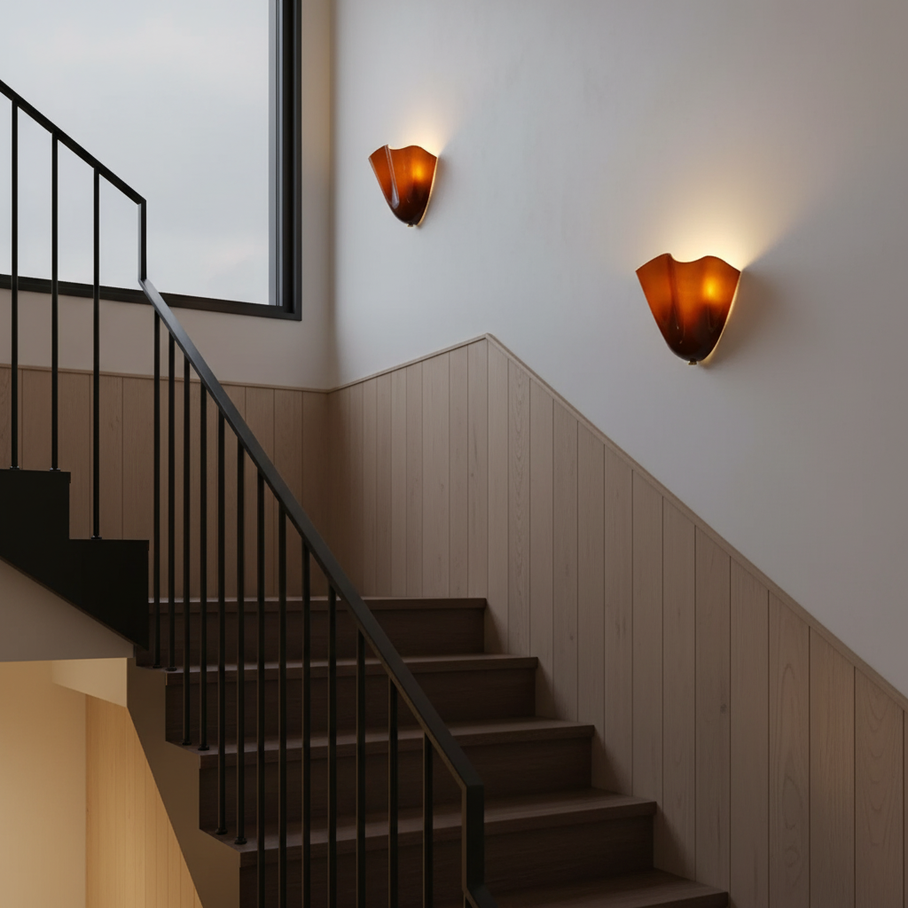 Lampe murale en verre en forme de pétale