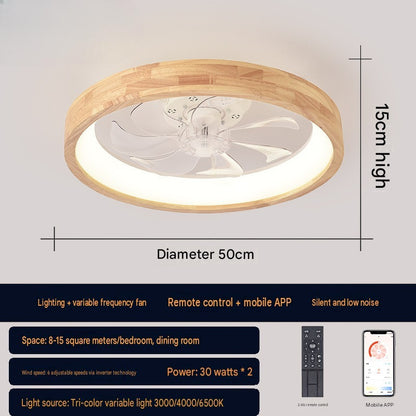 Ventilateur de plafond encastré en bois japonais avec lumière