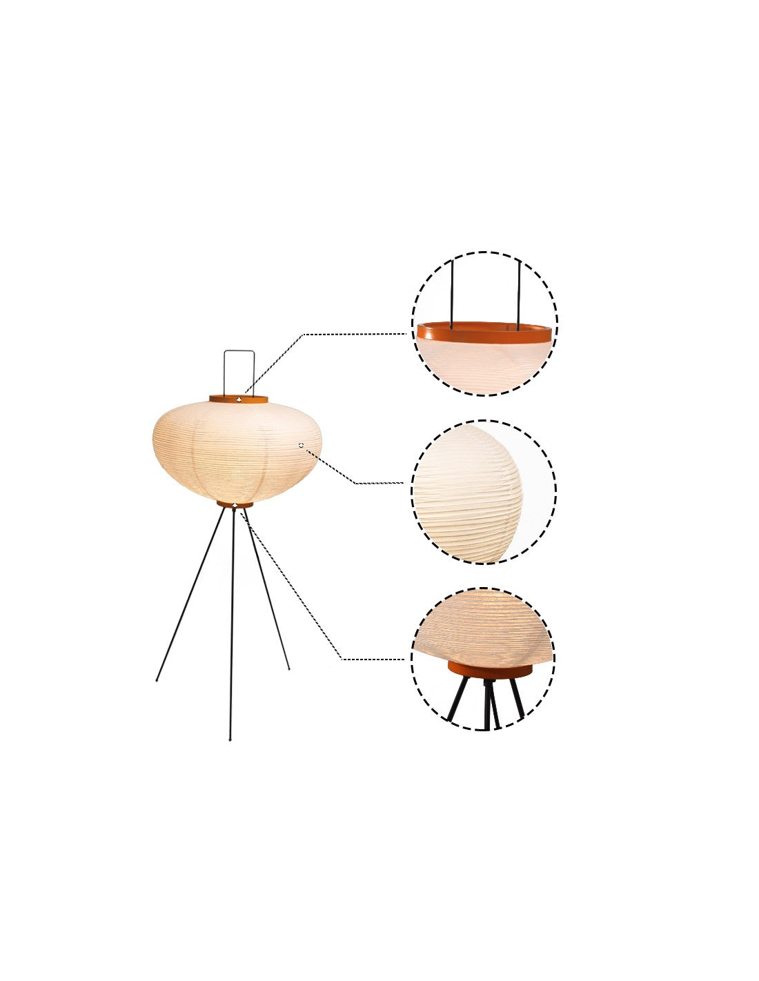 Lampe sur pied en papier japonais sculptural