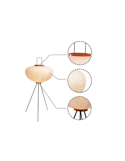 Lampe sur pied en papier japonais sculptural