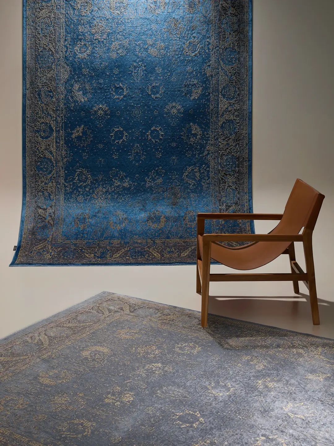 Tapis vintage bleu pour salon