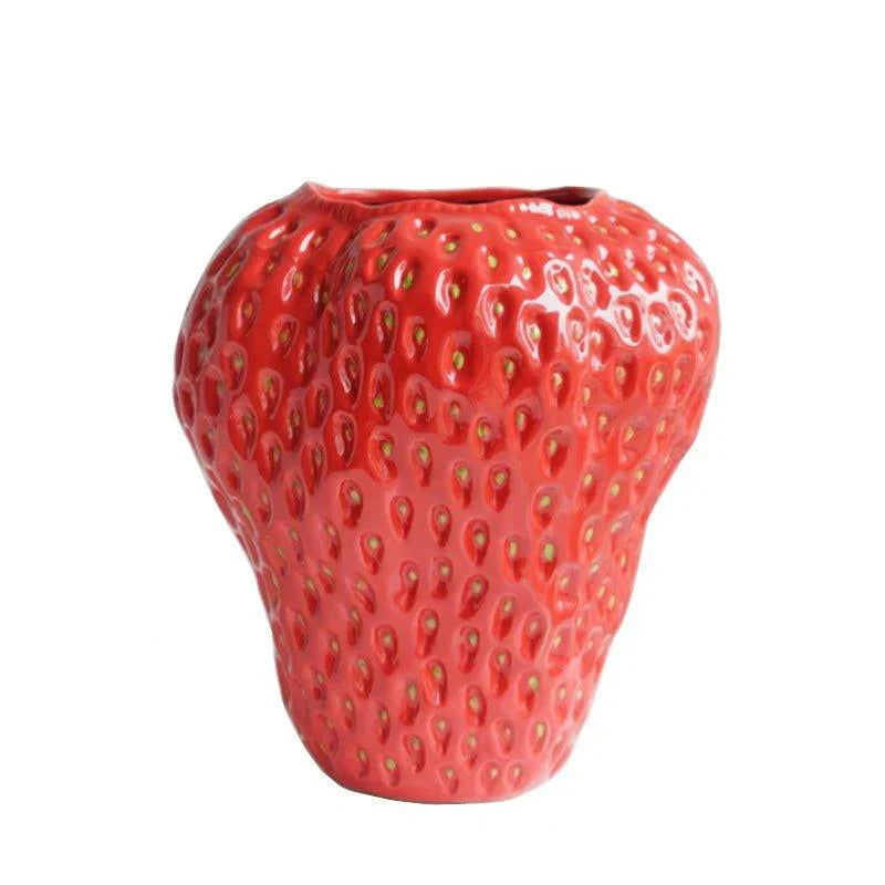 Vase décoratif en forme de fraise en céramique