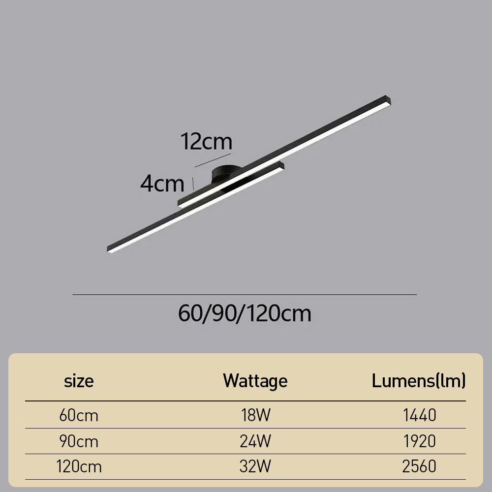Plafonnier allongé en aluminium à DEL