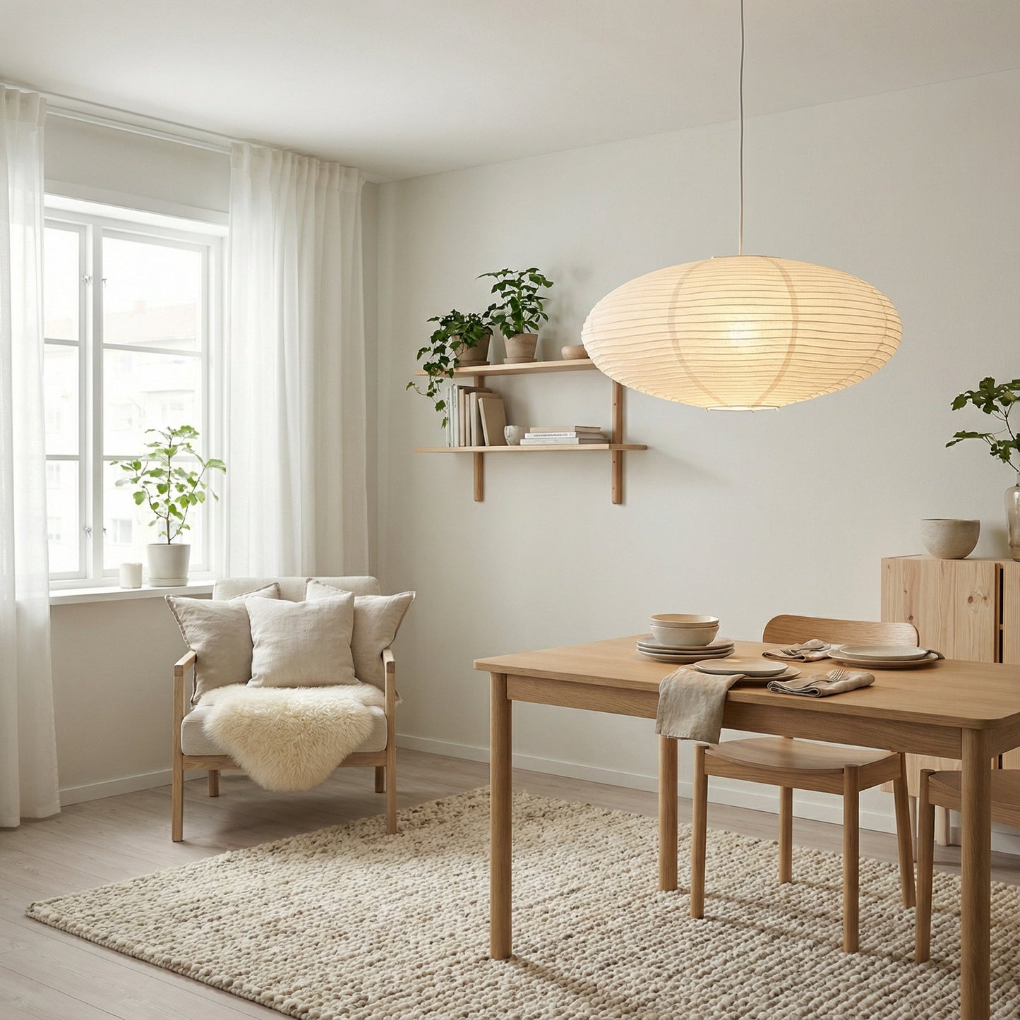 Lampe suspendue en papier minimaliste