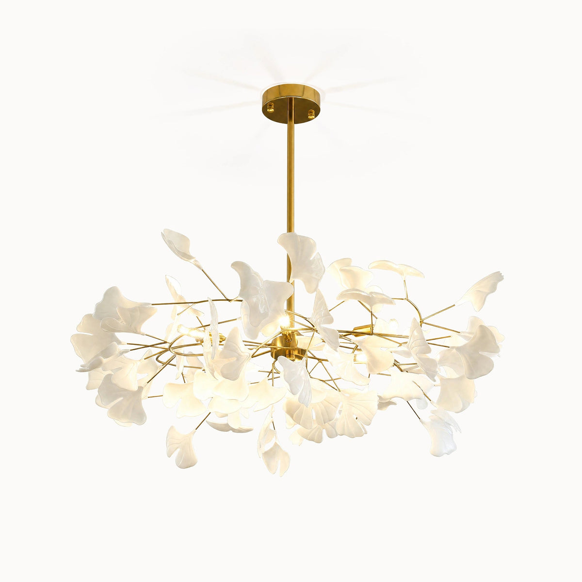 Lustre en laiton à pétales en céramique