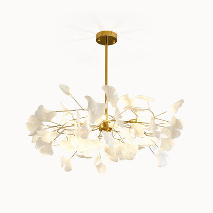 Lustre en laiton à pétales en céramique