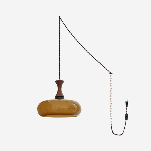 Suspension à brancher en verre ambré