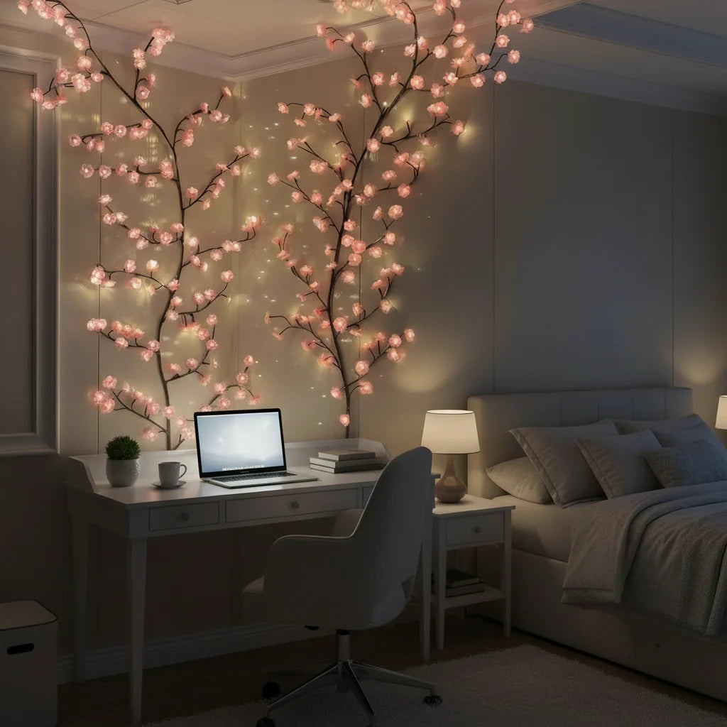 Guirlande lumineuse en forme de branche de cerisier en fleurs