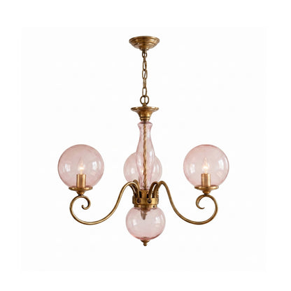 Lustre globe en laiton sculpté