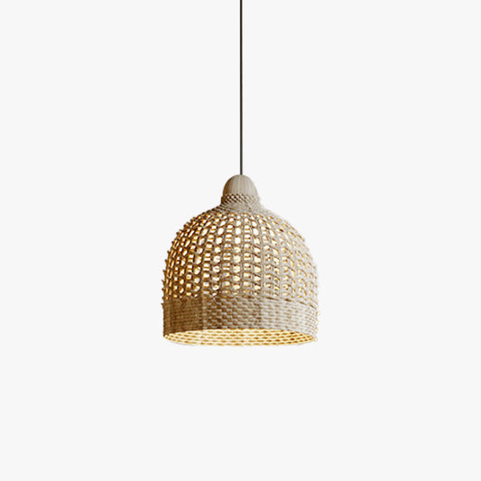 Suspension cloche en bambou tressé