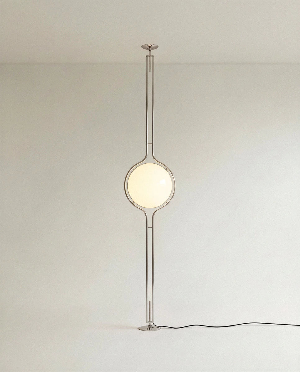 Lampadaire du sol au plafond en métal Pelvaro au style du milieu du siècle