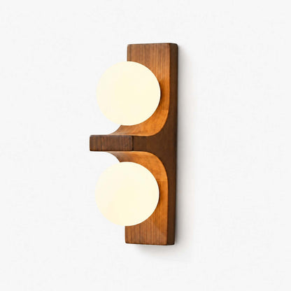 Applique murale double globe en bois