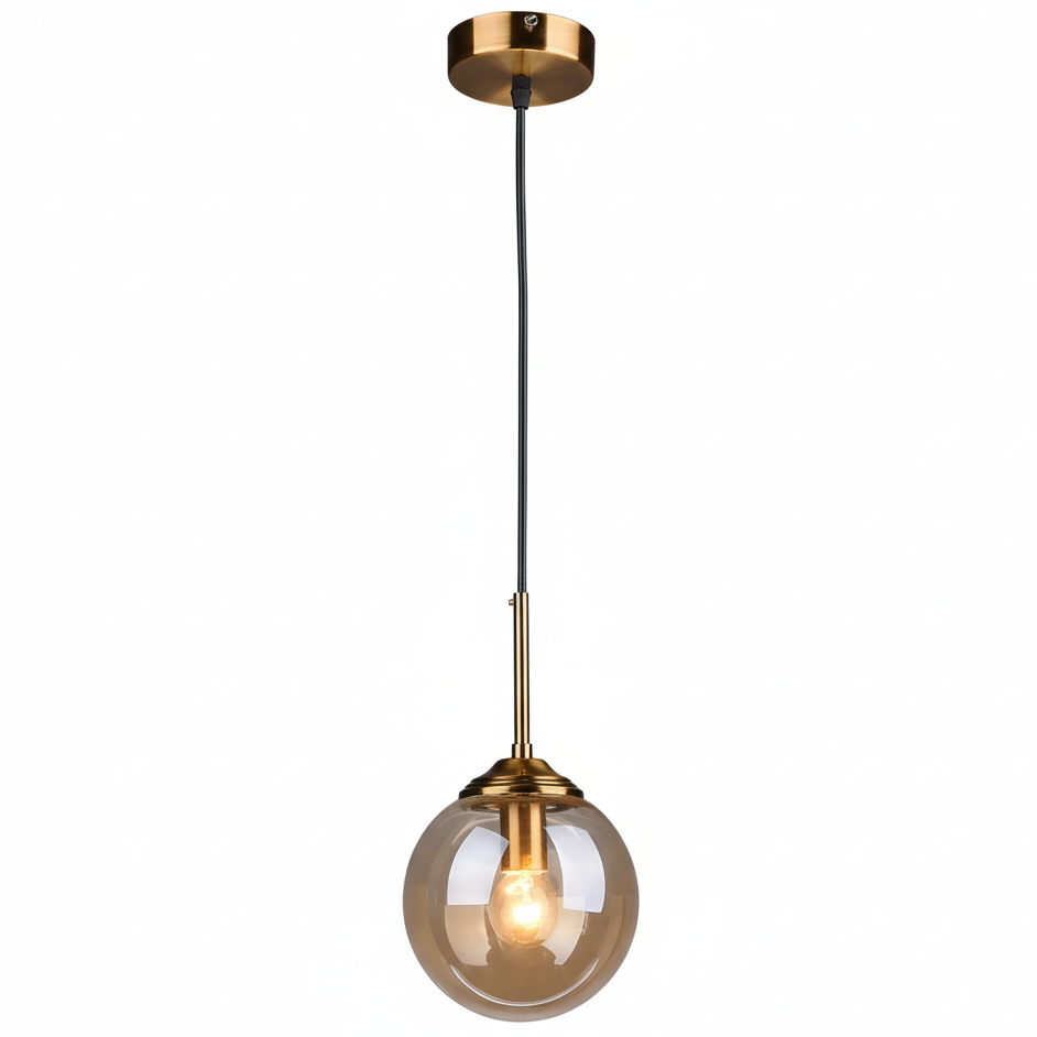 Suspension Orbelle Art déco en laiton et verre, globe