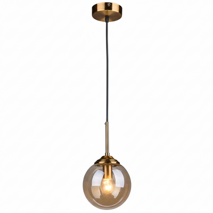 Suspension Orbelle Art déco en laiton et verre, globe