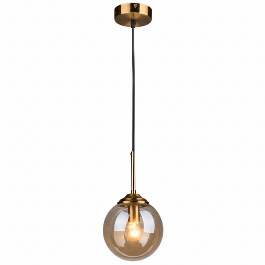 Suspension Orbelle Art déco en laiton et verre, globe