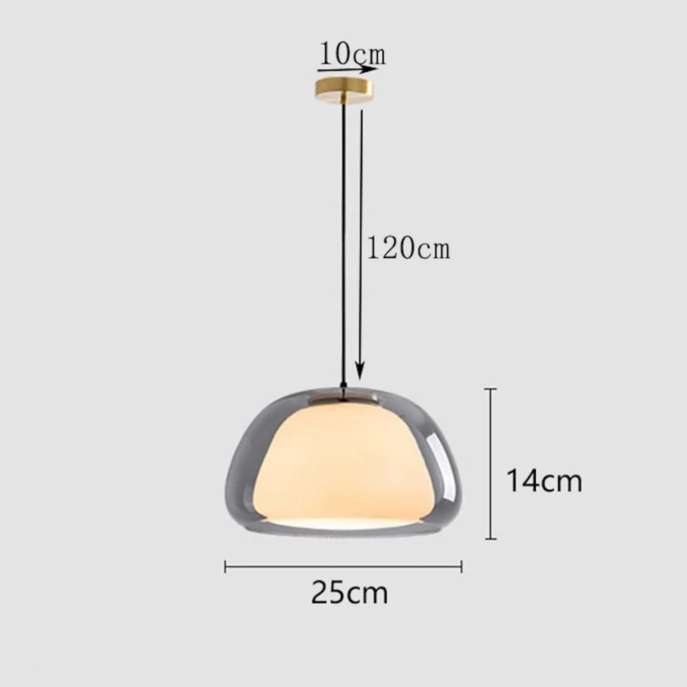 Suspension en forme de dôme en verre teinté