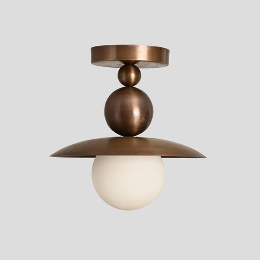 Plafonnier semi-encastré globe en laiton de style mid-century Seravin