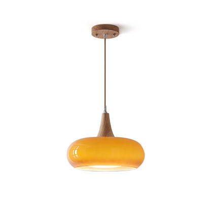 Suspension en bois et verre effet galet