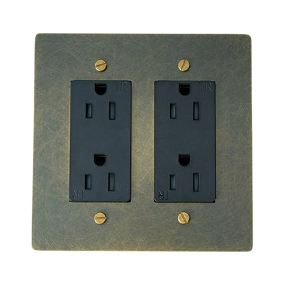 Prise double Galveno Vintage en laiton massif