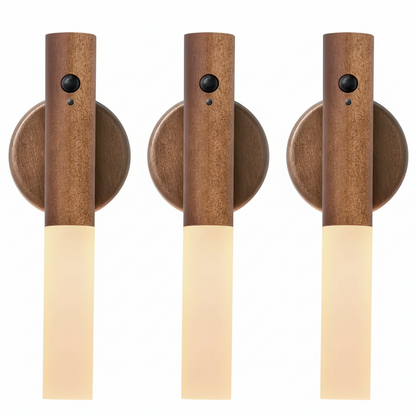 Applique murale minimaliste en bois Oakmira avec détecteur de mouvement