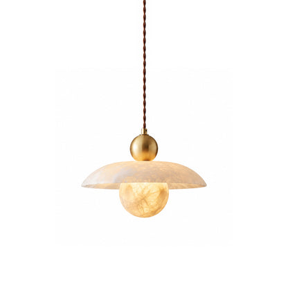 Suspension boule en albâtre et laiton