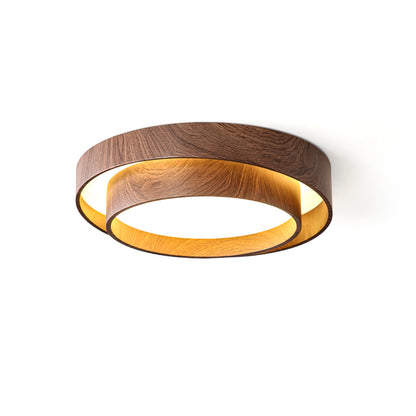 Plafonnier en spirale avec anneau couleur noyer