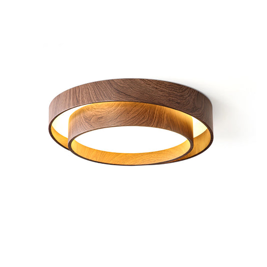 Plafonnier en spirale avec anneau couleur noyer