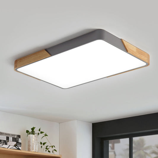 Plafonnier LED rectangulaire en bois scandinave Quadrova