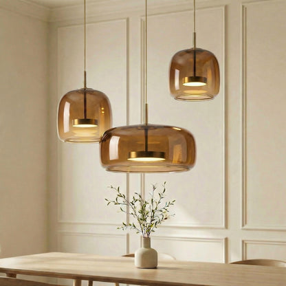 Suspension tambour en verre teinté