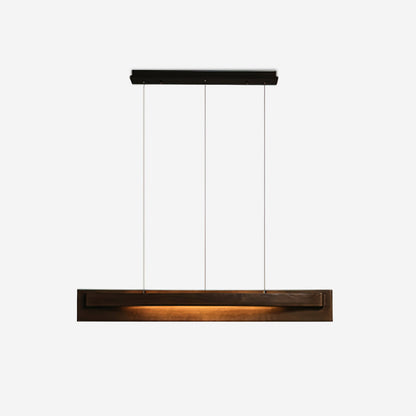Lustre linéaire en bois et LED