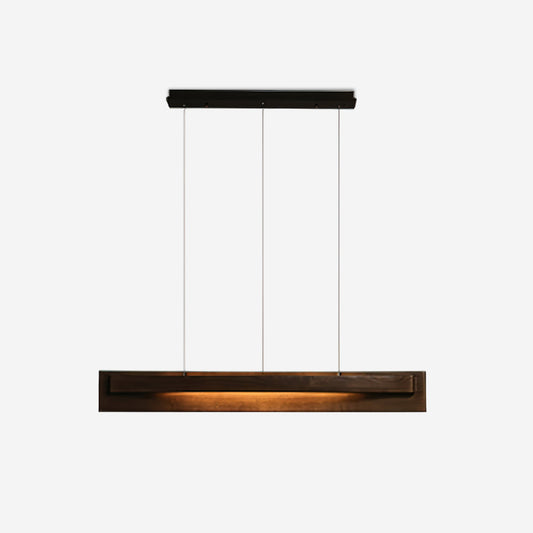 Lustre linéaire en bois et LED