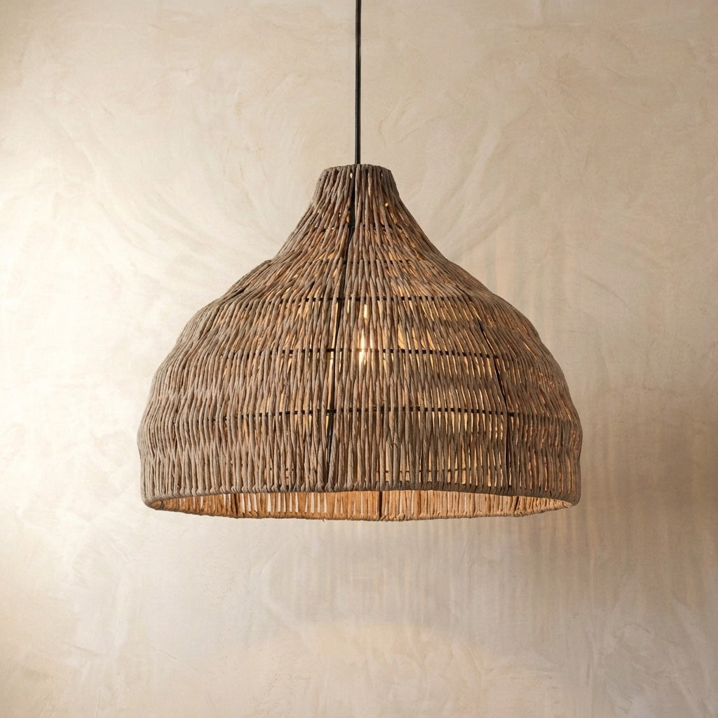 Suspension cloche naturelle en fibres tressées