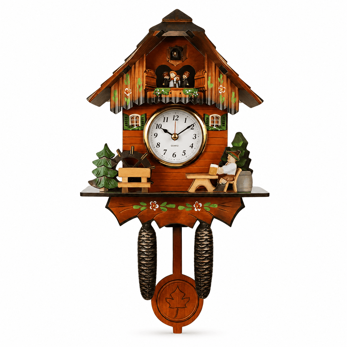 Horloge à coucou rustique en bois Corlinda
