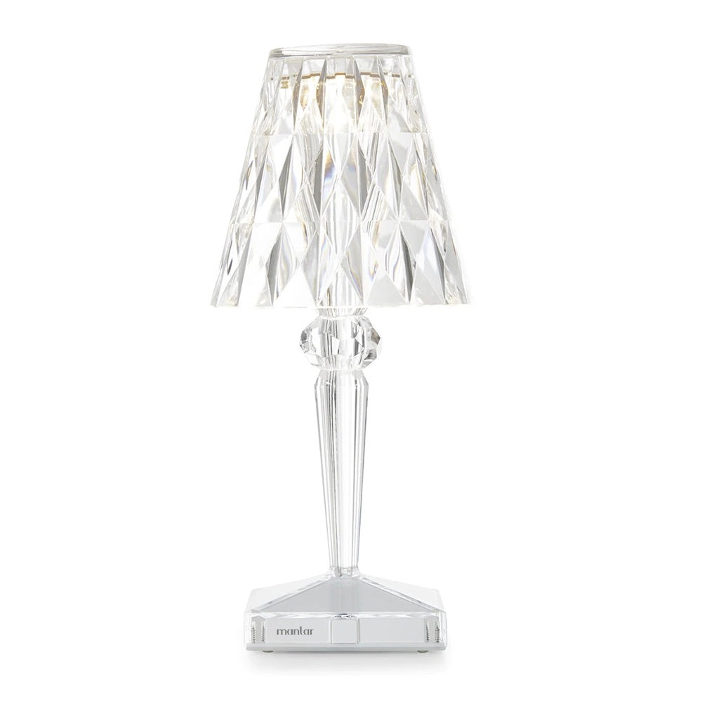 Lampe de table sans fil Prismara en cristal facetté