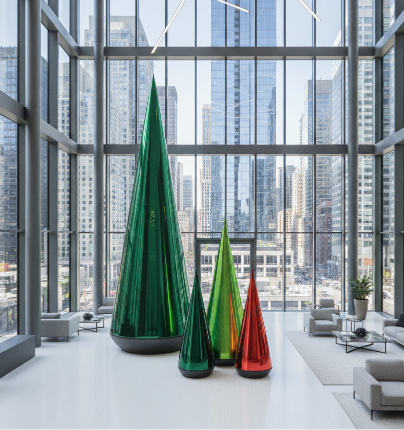 Sapin de Noël gonflable moderne en PVC métallisé Glintora