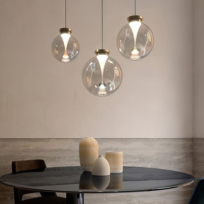 Suspension boule en verre teinté