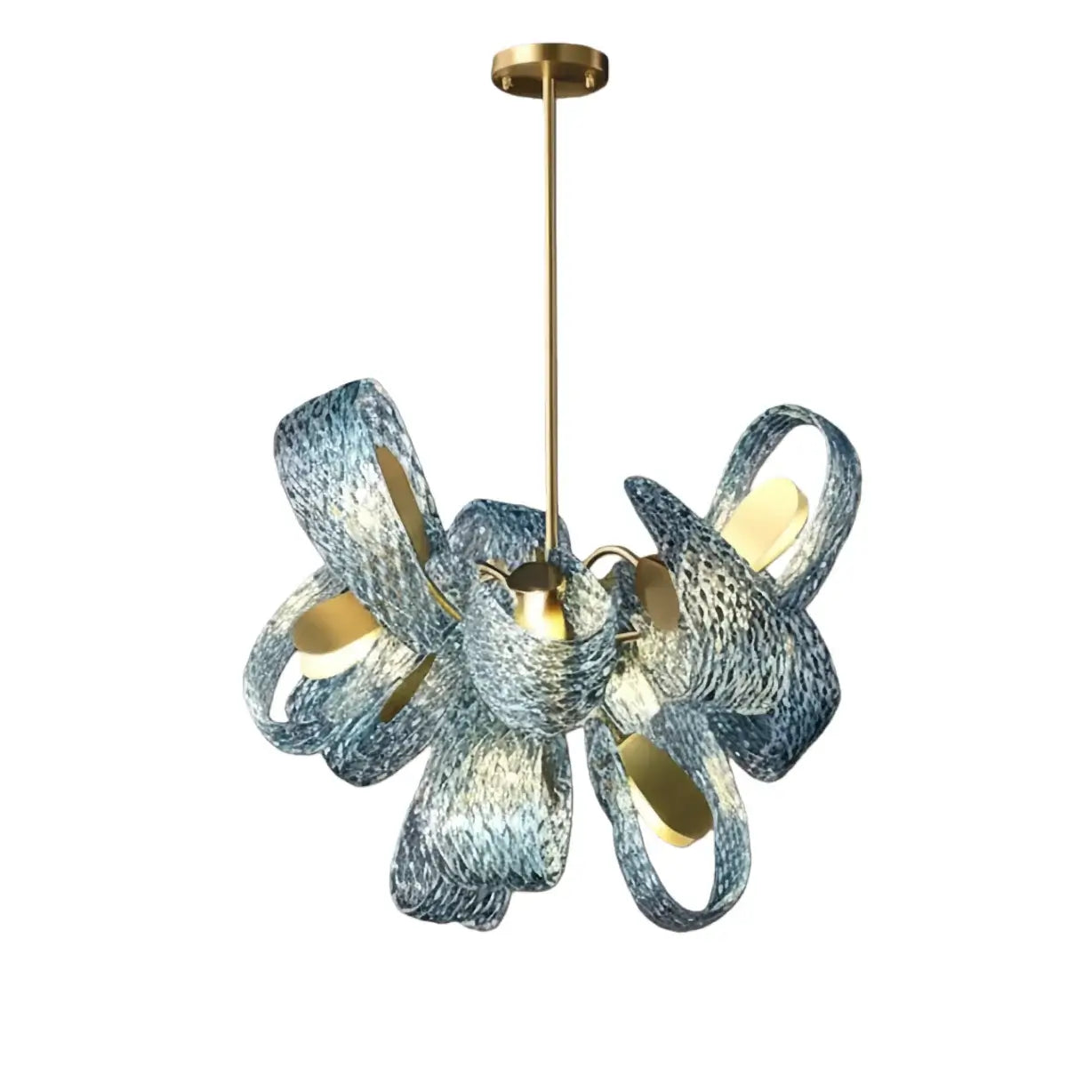 Lustre en verre à plumes de paon