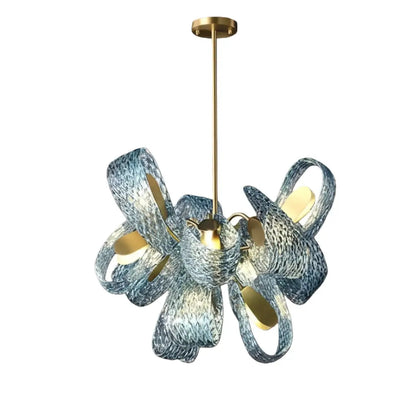 Lustre en verre à plumes de paon
